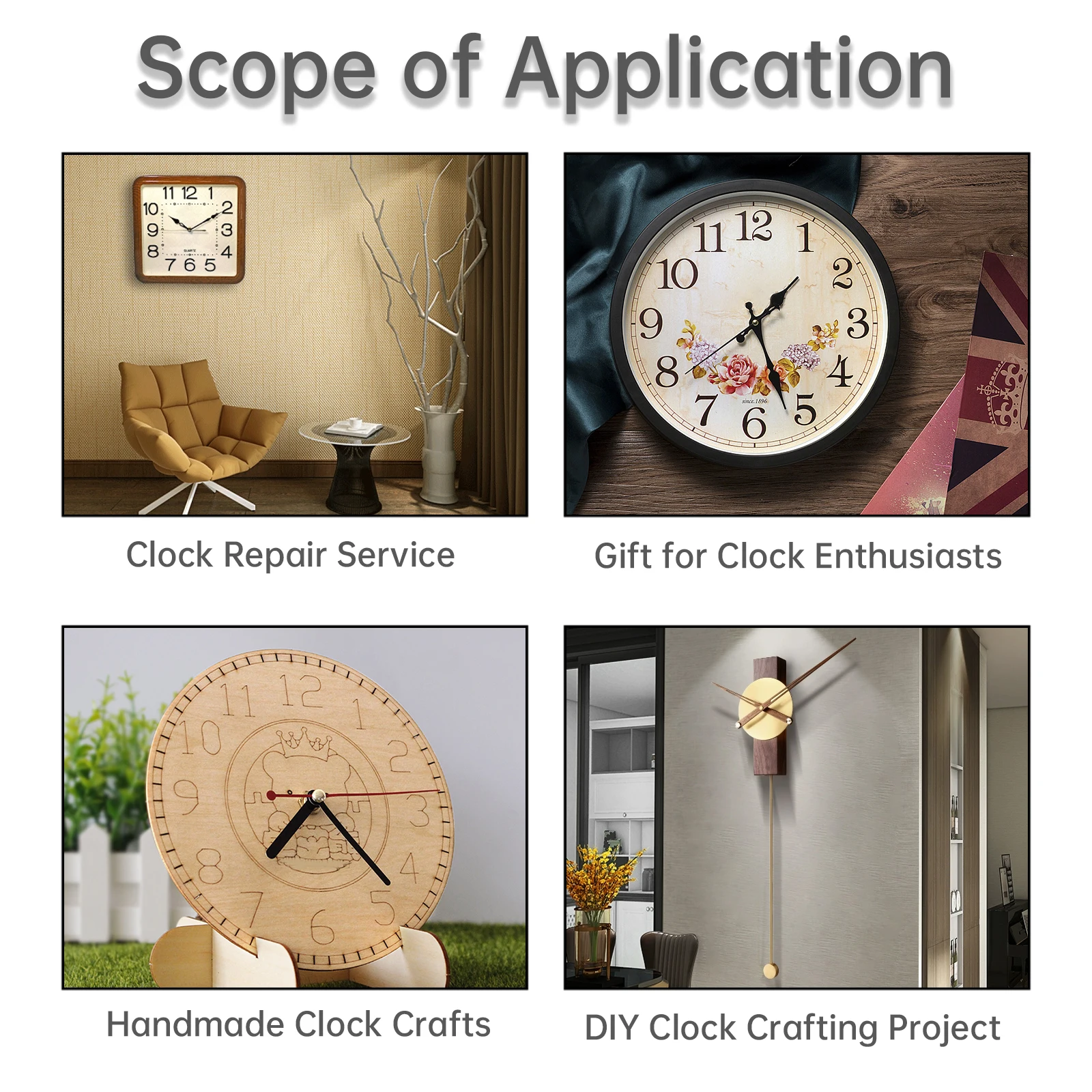 Wall Clock Mechanism Silent Quartz Movement Machine Wall Hands Silent Sweeping Second  Movement with Pointer DIY Repair Tools 4