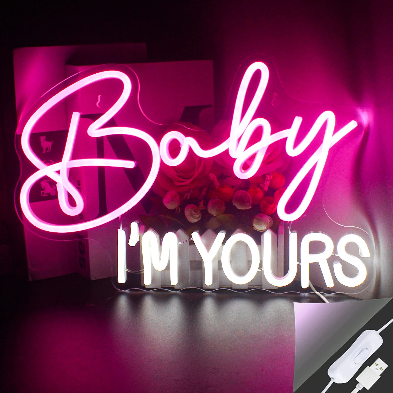 

Wanxing Baby Im Yours Neon Lights LED Sign House Home Bedroom Apartment Arte Wall Decoration Aesthetic Wedding Favors Acrylic