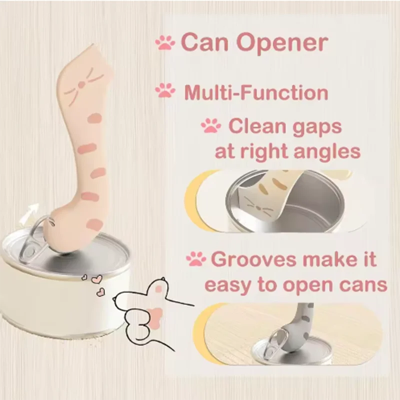 Pet spoon cute multifunctional canned wet food feeding spoon Silicone sealable lid cat and dog feeding accessories