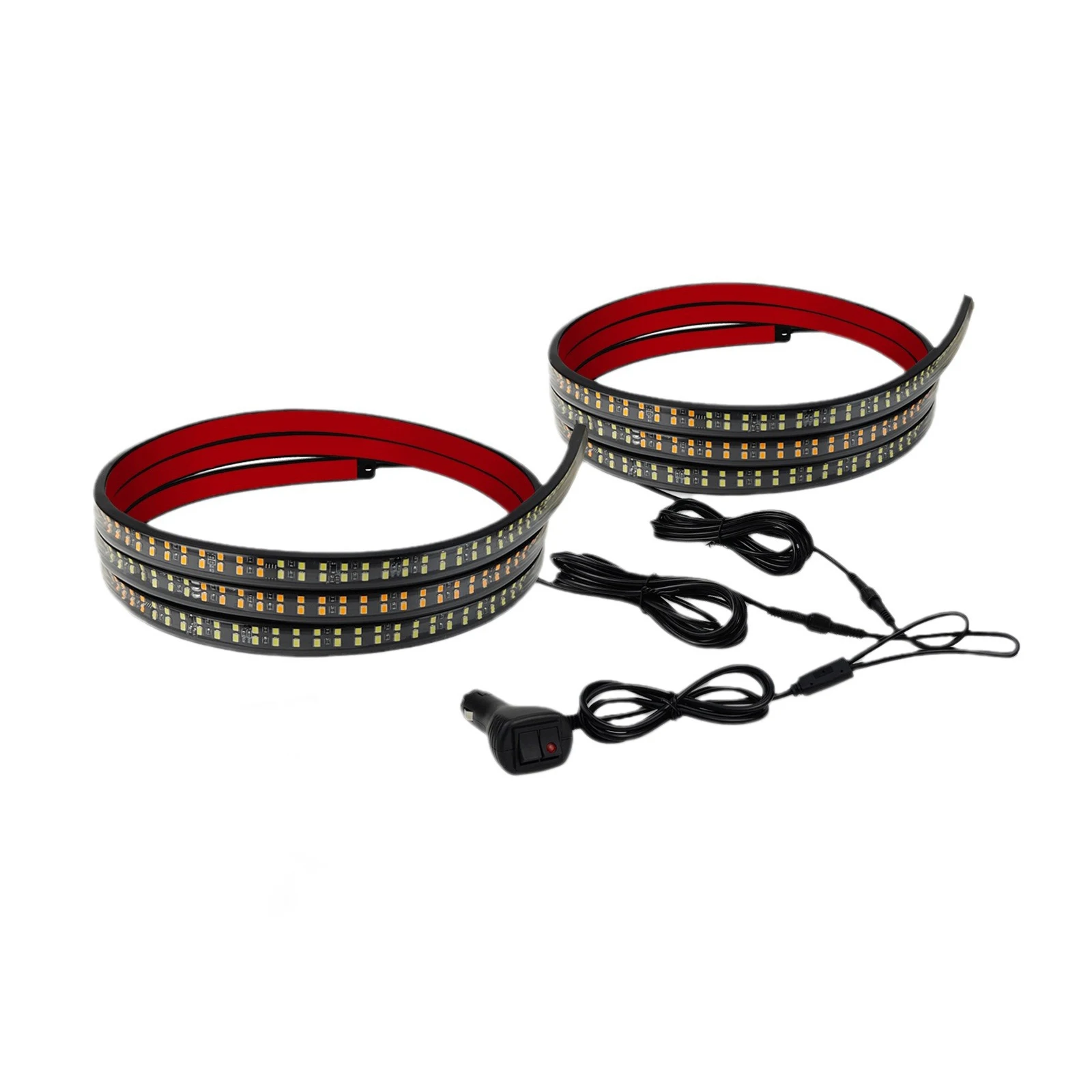 2PCS Car Truck 60 inch Emergency Strobe Lights 720 LED Running Board Lights Bar Amber White Flashing Warning Safety Side Lights