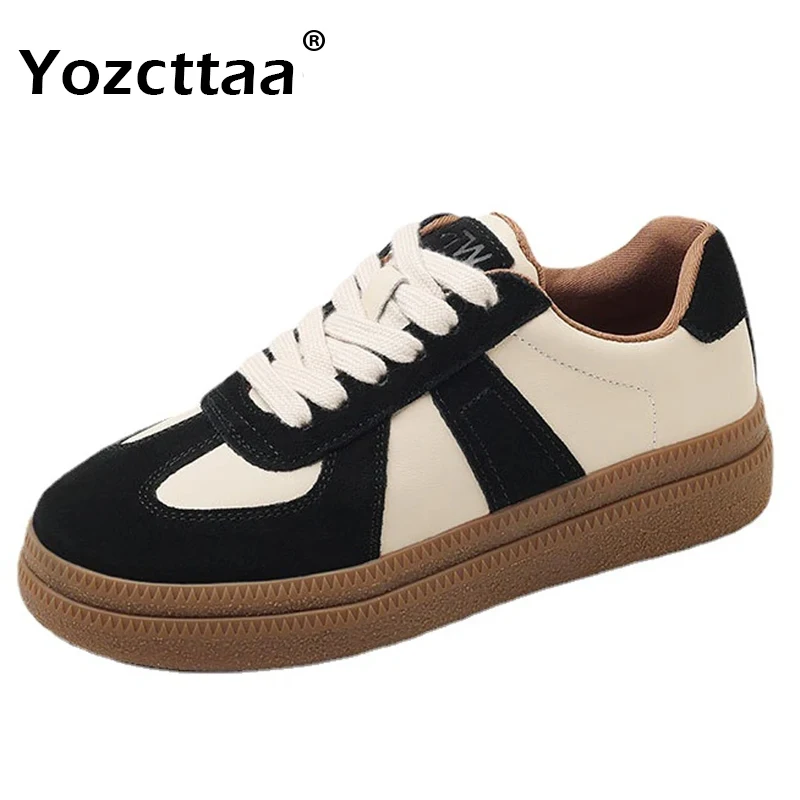 

Leehmzay Size 35-40 Casual Sneakers For Women Real Leather Lace-Up Low Heels Shoes Spring 2024 Platform Breath Athletic Tennis