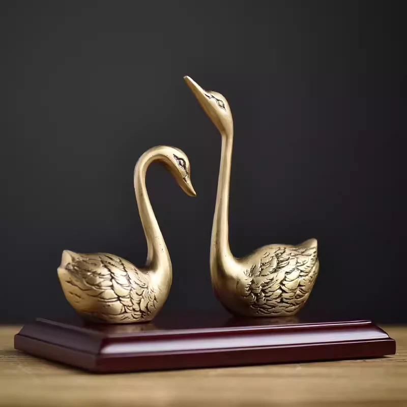 순수 구리 백조 장식 공예, 명품 장식, 거실 황동 장식품, 책상 장식, 친구 선물