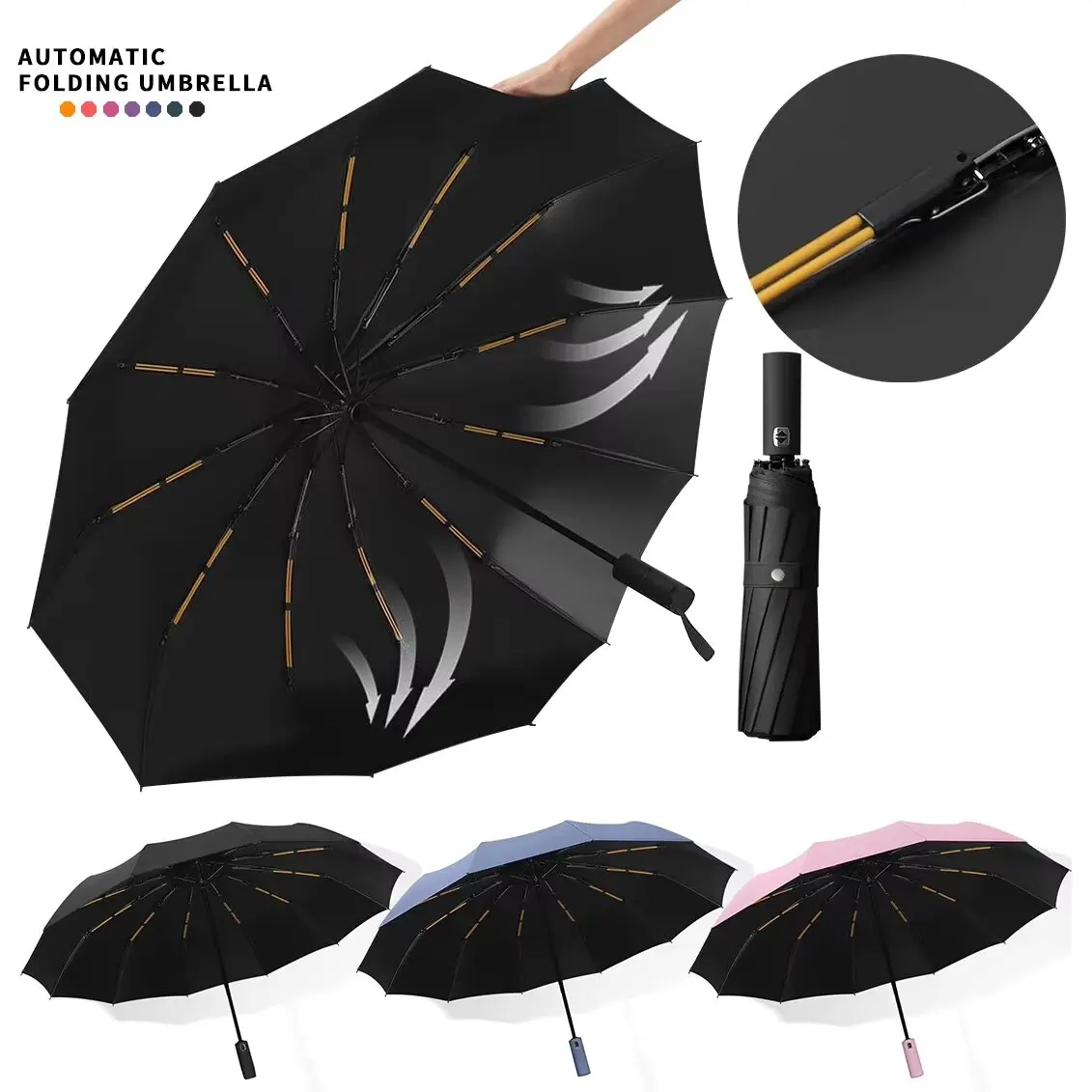 Car Carrying Umbrella Male Fully Automatic Reverse Umbrella Female Dual Purpose Folding Automatic Large Size Reverse Folding Umbrella