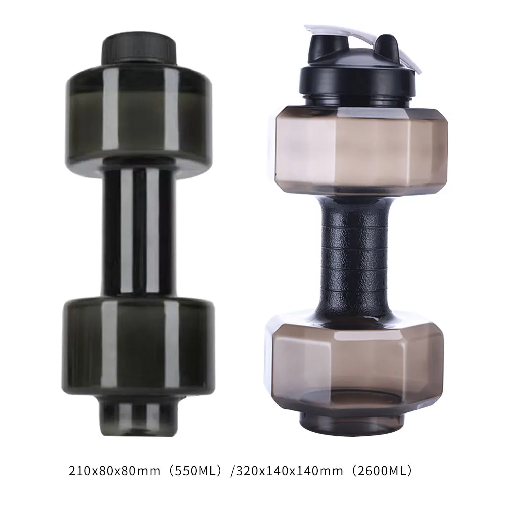 Water Dumbbell Bottle 550/2600ML Sports Water Bottles Fitness Dumbbell Leakproof Portable Plastic Bottle Home Gym Fitness Dumbbell Creative Bottle