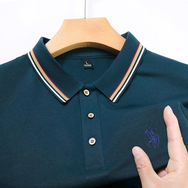 

Embroidered High-end Men's Jacquard Edge Polo Shirt Summer Business Leisure Outdoor Sports Breathable Short Sleeved T-shirt