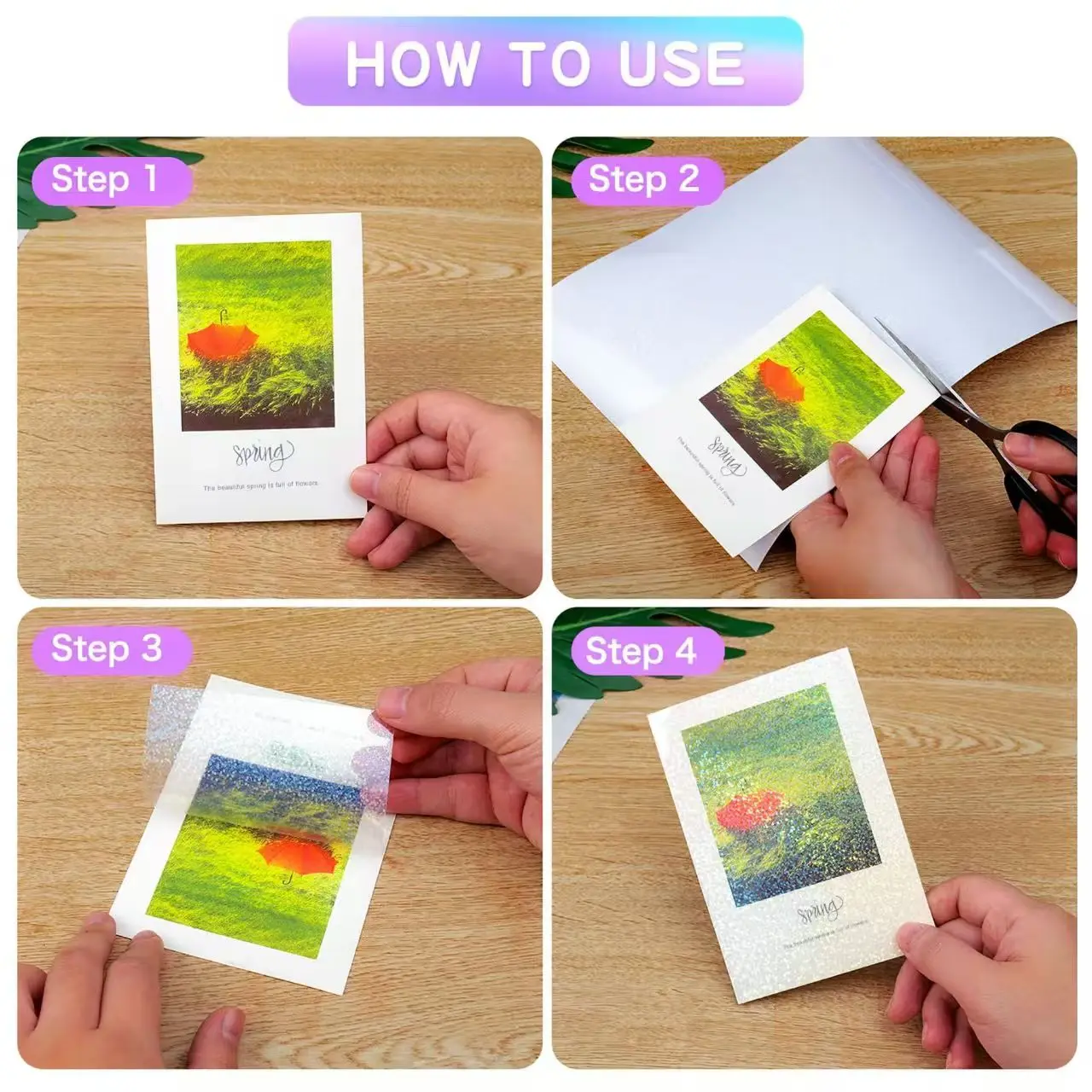1 롤 57x25mm 반짝이는 홀로그램 투명 감열지 롤 C9/C13/C15/C17/C19/C20 미니 프린터용 방수 접착제