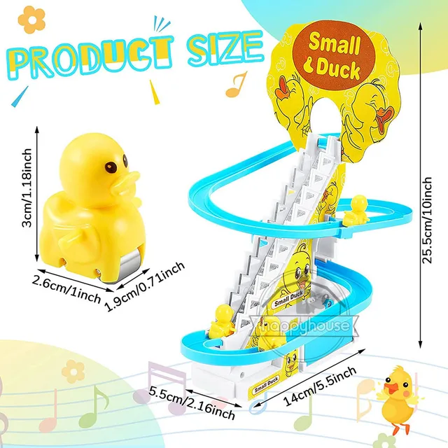 Baby Toys Electric Duck Track Slide Toys Boys Girls Electric Climbing Stairs Toy LED Lights Musical Slide Toys for Children Kids 2