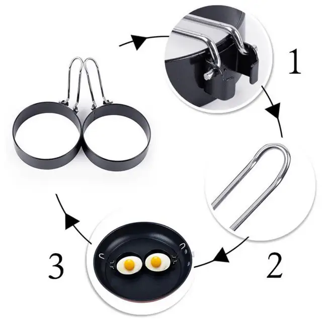 2 Pcs Stainless Steel Fried Egg Pancake Shaper Kitchen Tools Omelette Egg Cooking Tools Mold Mould Frying Kitchen Gadget Rings 5