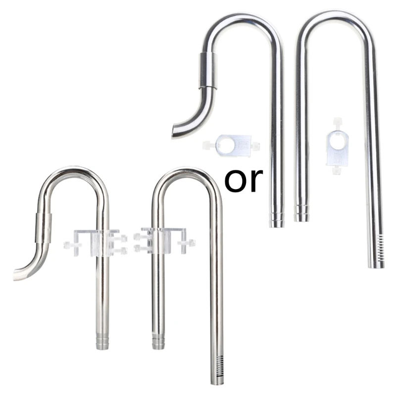 Aquarium Water Grass Fish for Tank Filter Inflow Outflow Lily Pipe Stainless Steel Tube with Surface Skimmer