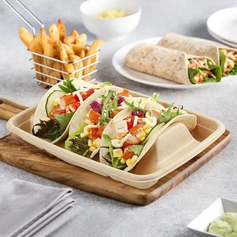 20/30pcs Mexican Taco Pancake Shelf Holder Tortilla Wave Shape Tray Stand for 3 Tacos Disposable Pizza Roll Food Display Holders