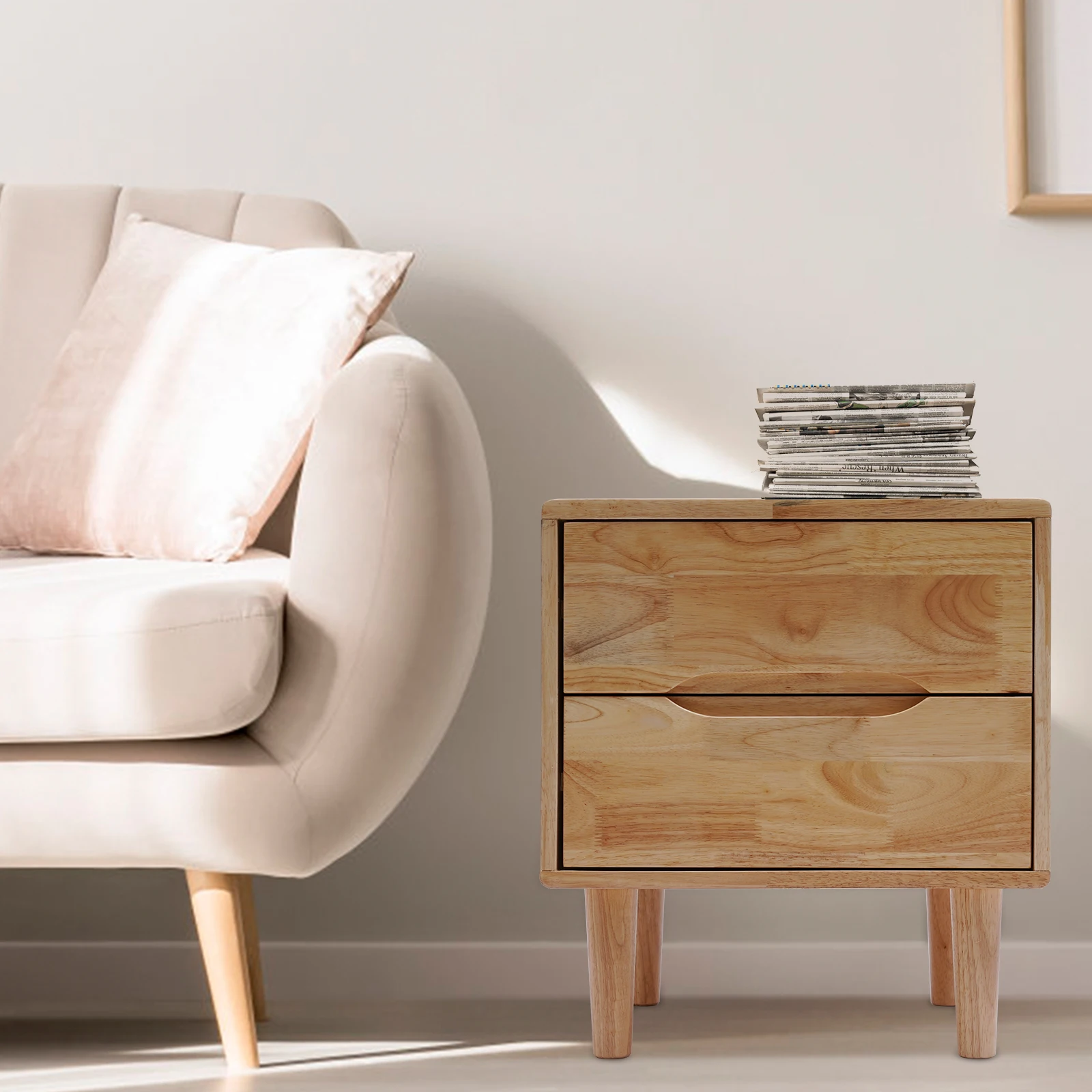 LOYALHEARTDY 2 Layers Rustic Bedside Table Nightstand Bedroom Storage Organizer Living Rooms Sofa End Side Table With Drawer