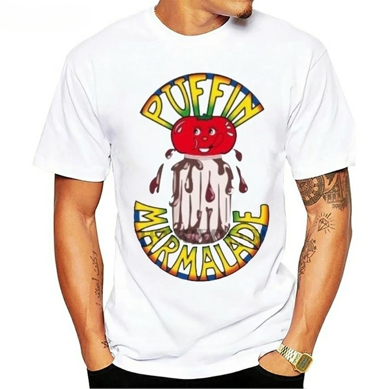 Maglietta Estiva In Cotone Maglietta Estiva T-Shirt-Puffin Marmelade - Terence Hill - Bud Spencer (Weiss) Marca Maschile Teeshirt Men