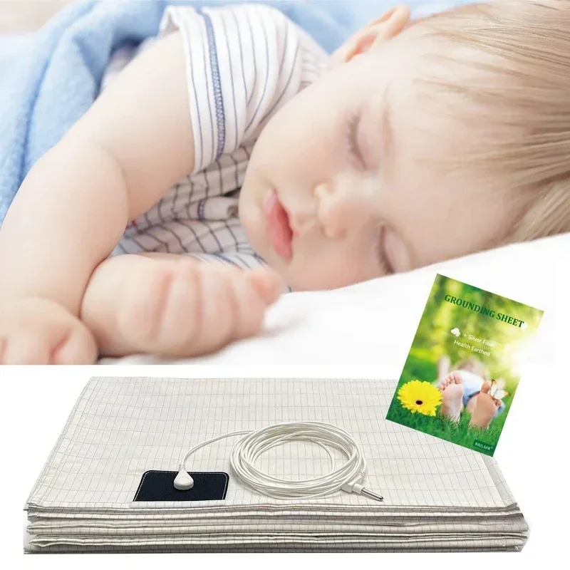 Soft and Conductive Grounding Sheet 95% Cotton and 5% Silver Fiber Composition Improve Sleep Easy to Use 193X203CM/70X200CM 3