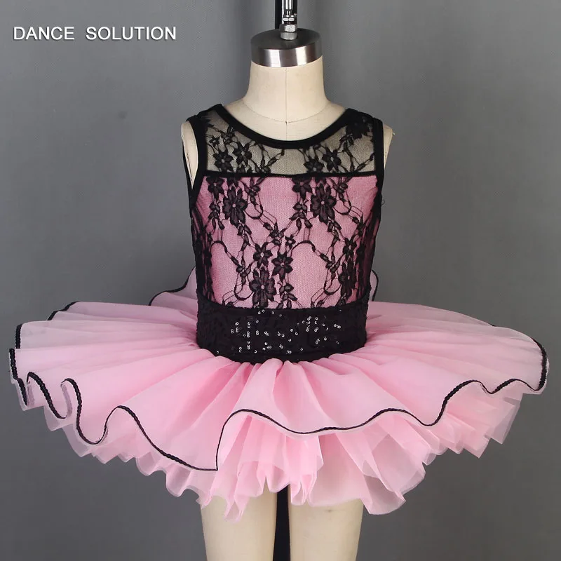 

Lace and Spandex Bodice Ballet Tutu Dress Pink Tulle Skirt Children & Kids Stage Performance Costumes Competition Dress 19806