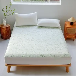 Waterproof Bamboo Cooling Mattress Cover - Breathable Fitted Bed Sheet with Deep Pocket - US-KING (Green)