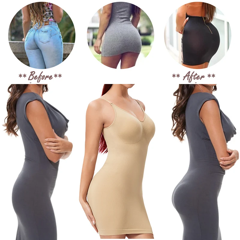 Full Slips Body Shaper Women Bodysuits Shapewear Abdomen Shapers Tummy Slimmer Firm Control Sheath Waist Trainer Camisole Dress
