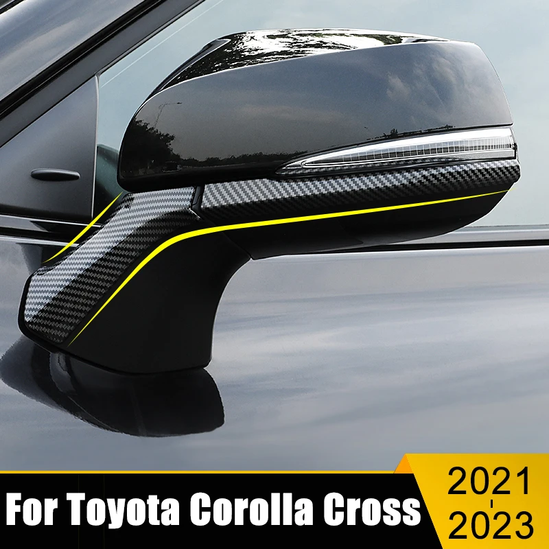 For Toyota Corolla Cross XG10 2021 2022 2023 Hybrid ABS Carbon Car Rearview Mirror Side Molding Cover Trim Stickers Accessories 1