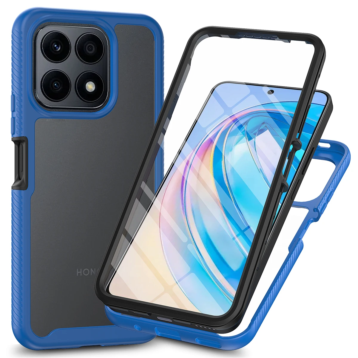 Shockproof Clear Phone Case with Built-in Screen Protector and Rugged Defender Design