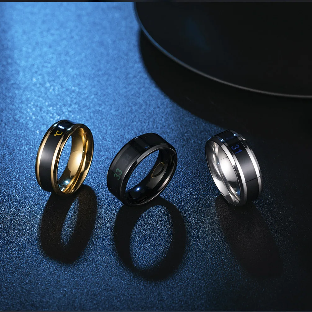 Stainless Steel Ring Smart Sensor Body Stainless Steel Love Band Ring Temperature Measurement Function Rings For Couples Accessories Anillo
