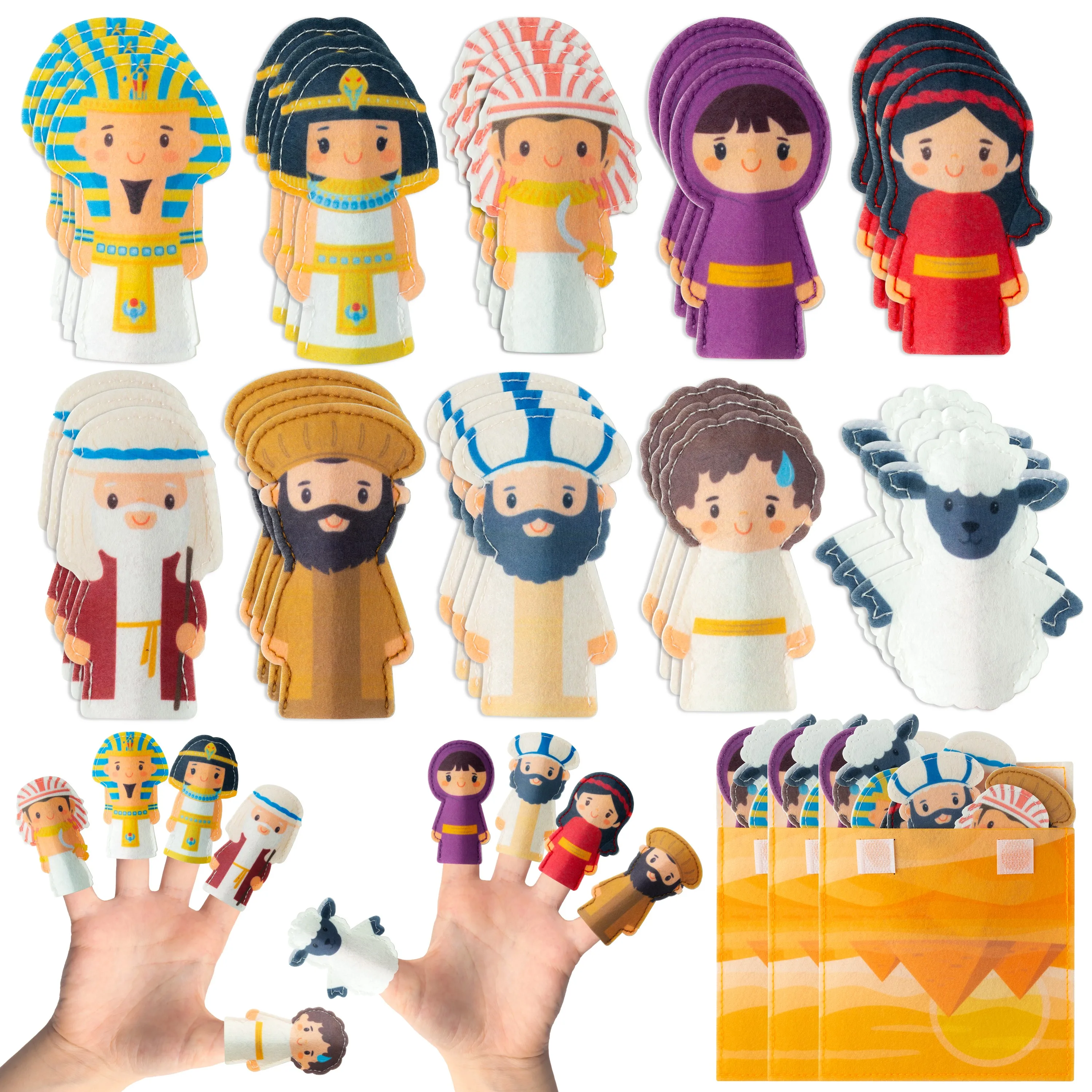 Passover Felt Finger Puppets Passover Storytelling Role Play Finger Puppet with Scenario Bags Party Favors Supplies Activities hand puppet making kit