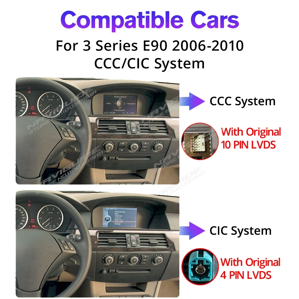NAVIGUIDE 자동차 라디오, BMW 3 시리즈 E90 CCC CIC 시스템 카플레이, 자동 스테레오 멀티미디어 플레이어, 4G 와이파이 BT, 안드로이드 13, 8 + 128G, 8.8 인치