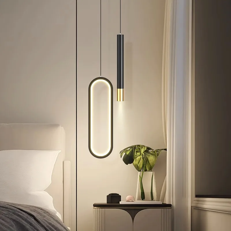 

Nordic Luster LED Pendent Lights Modern Bedroom Bedside Long Line Hanging Lamp Living Room Ceiling Chandelier Home Decor Lustre