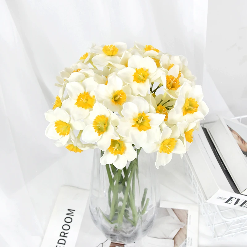30 Narcisi Artificiali In Seta – Fiori Finti Primaverili Alti 41 Cm Con Stelo E Foglie – Per Casa, Matrimoni, Centrotavola