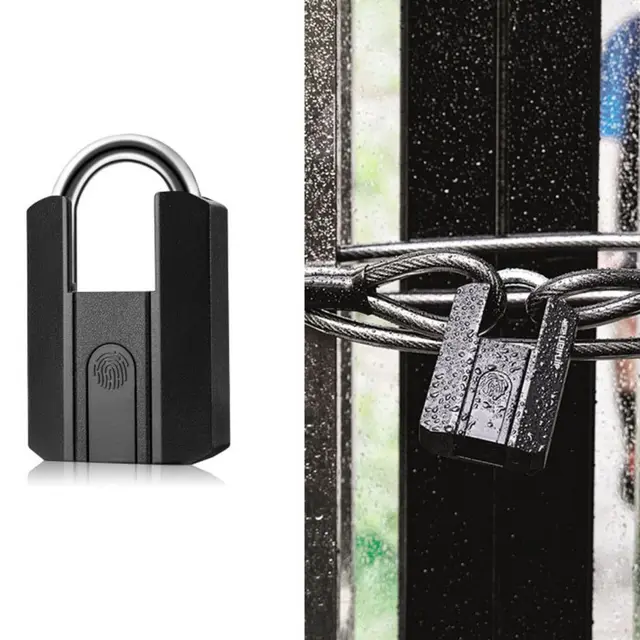 Tough Rechargeable Smart Padlock Waterproof App Control Fingerprint Lock Biometric Alloy Steel Electronic Lock Cupboard 4