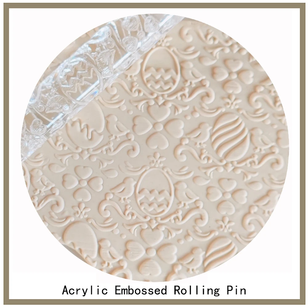 

Classic Easter Style Pattern Design Pastry Cookie Roller Embossed Rolling Pins
