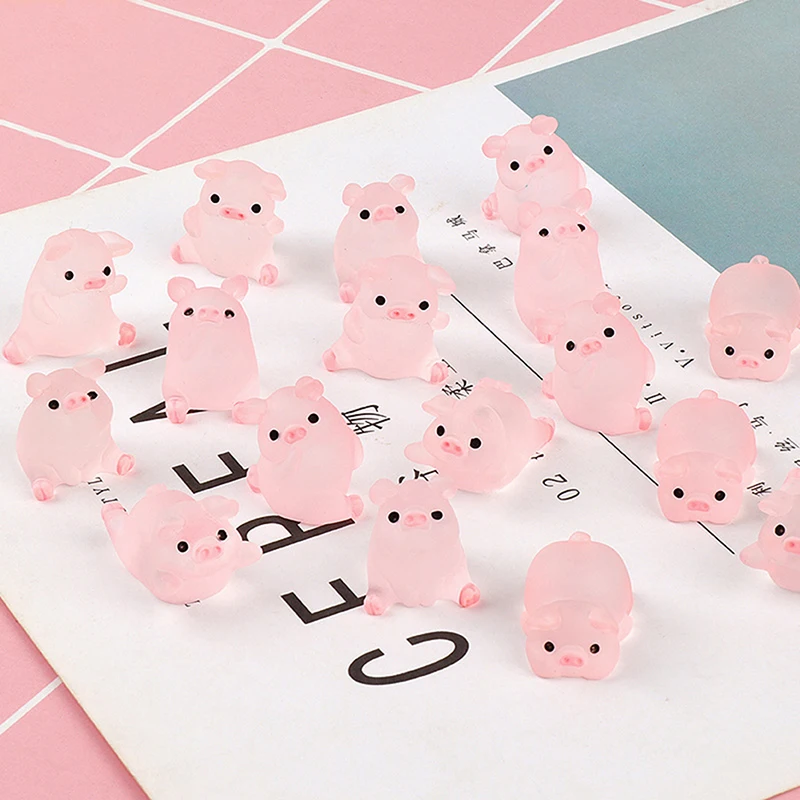 

6Pcs Kawaii Mini Resin Cartoon Pig Miniatures Terrarium Figurines DIY Handmade Scrapbook Crafts Home Decoration Accessories