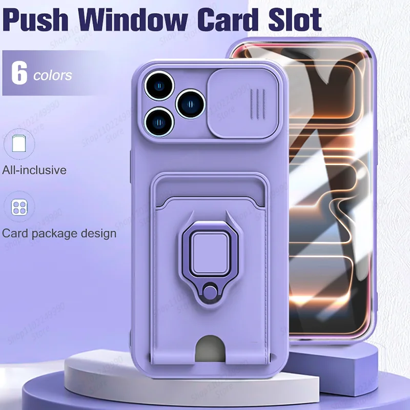 Enhanced Slide Camera Armor Case with Card Slot & Magnetic Ring Holder - Premium Protective Cover
