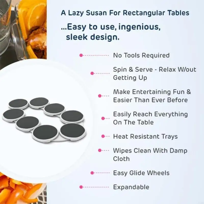 J6BB 360 Degree Rotation Tray for Home Dining and Outdoor Picnics Plastic Turntable Serving Rack Portable Carousels