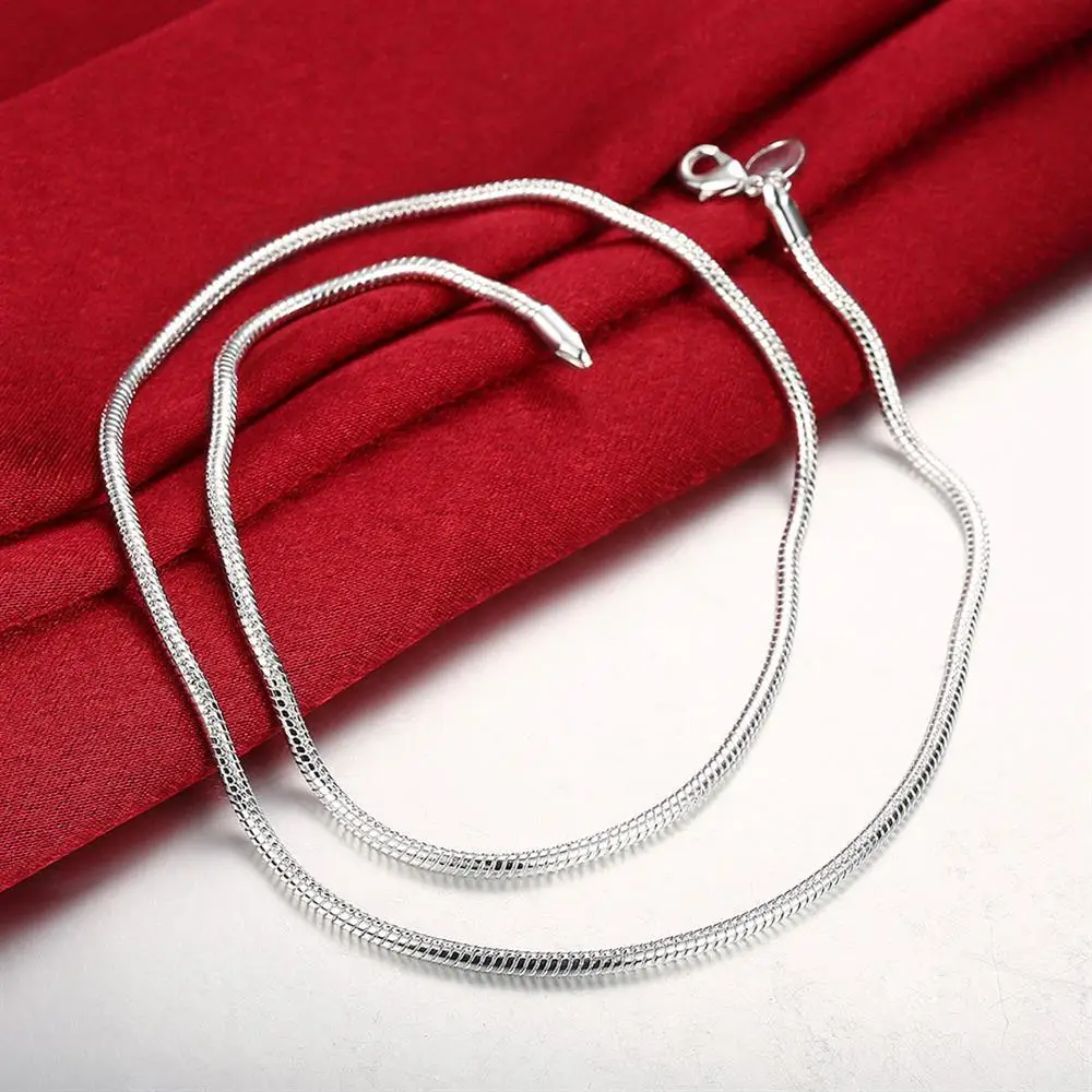 

Hot charms 925 Sterling Silver classic 3MM Snake Bone Chain Necklace For Women Men 16-24 Inch Wedding Fashion Jewelry Gifts