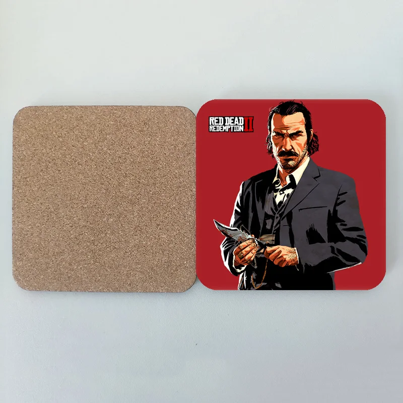 RDR2 MDF 코스터 레드 데드 Marston 네덜란드 게임 포스터 인쇄 홈 룸 장식 컵 매트 파티 DIY 장식 파티 호의 선물