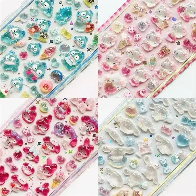 산리오 3D 크리스탈 스티커 ? 휴대폰 케이스, 저널, 스크랩북 장식에 적합하며 어린이를 위한 선물로도 좋아요