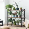 Bookshelf, 3-Tier Industrial Bookcase, Rustic Open Book Shelf, Wood and Metal Horizontal Bookshelves 5