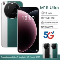 Brand New M15 Ultra Smartphone 7.3inch HD 16GB+1TB Cell Phone 50+108MP Dual SIM 5G Mobile Phones 8000mAh Android15 Unlocked