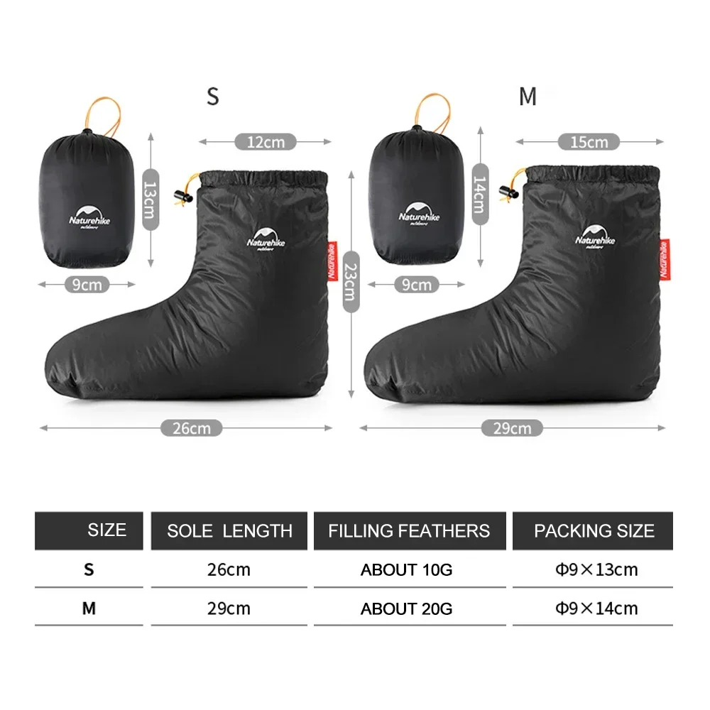 Down Foot Cover 1pair Goose Down Slippers Outdoor Camping Warm Sleeping Socks Water Resistant Camp Tent Sleeping Bag Accessories