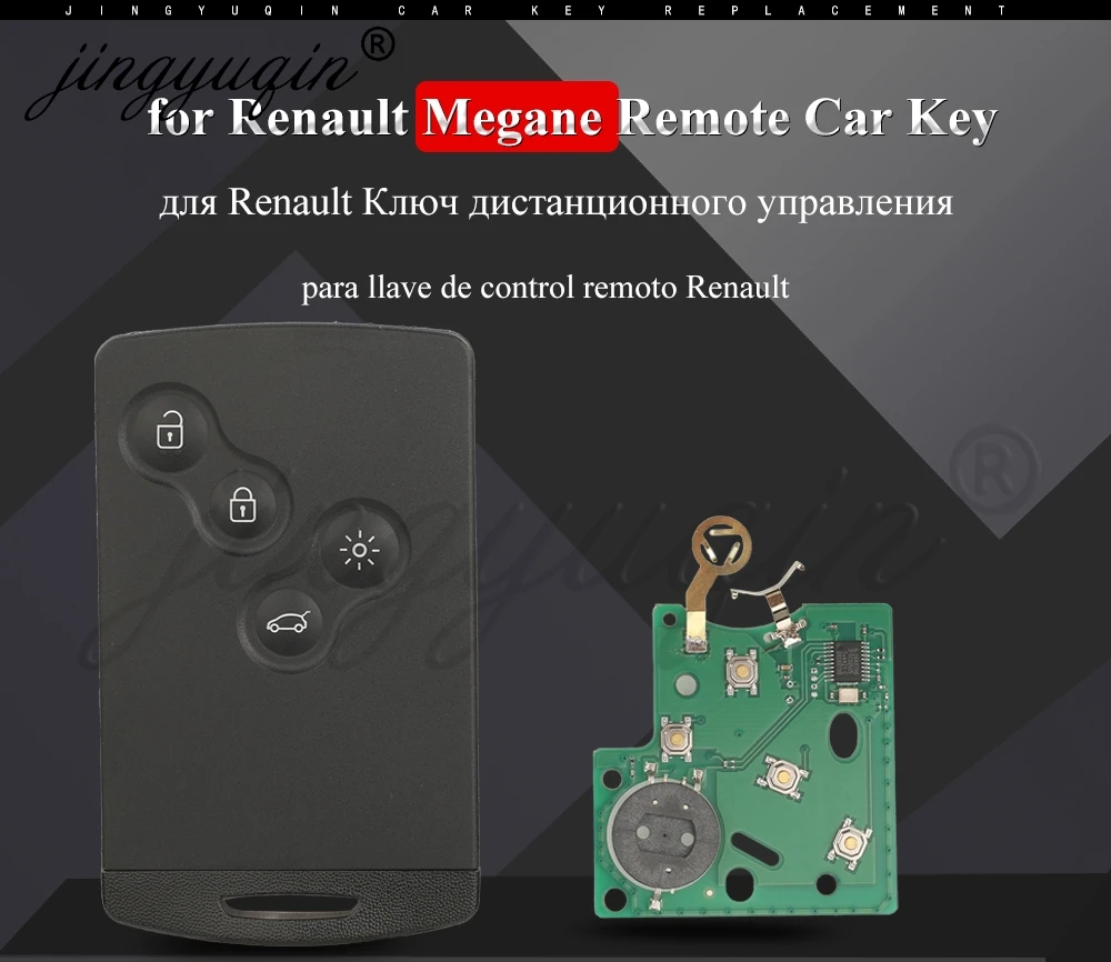 Jingyuqin für Renault Megane Ill Scenic Ill Laguna Fluence 2008-2016 Auto-Fernbedienungsschlüssel ID46 PCF7941 4BT No-KeylessGo + Notschlüssel – Detail 3