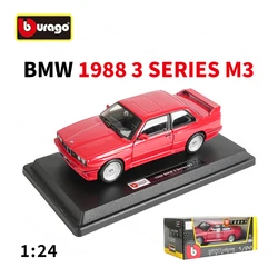 Bburago 1:24 BMW M3 (E30) Die - Cast Sports Car Collectible (Red)