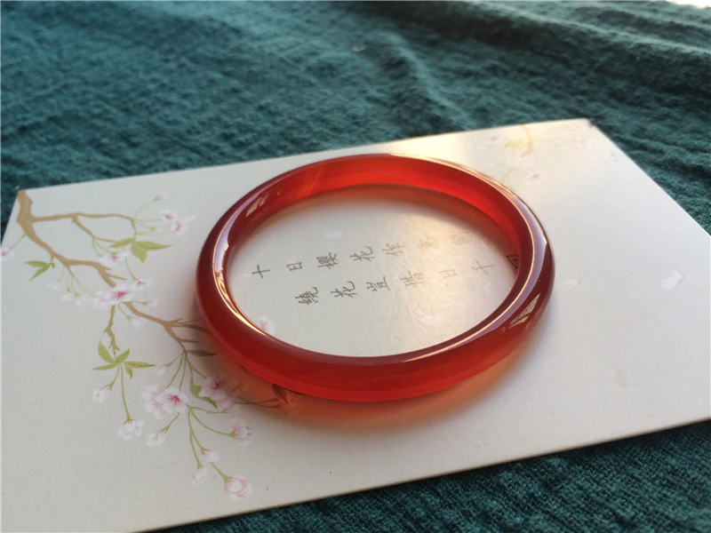 Natural Red Agate Bracelet Round Bar Handcarved Chinese Classical Men's And Women's Jade Bangles Jewellery Accessories