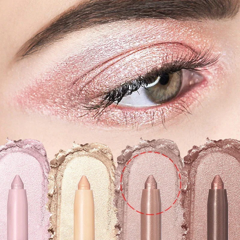 

Lazy Smooth Eye Shadow Pen Waterproof Pigment Shimmer Highlighter Eyeliner Stick Built-in Sharpener Long-lasting Eye Makeup Tool