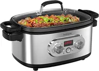 Slow Cooker with Timer, 6.8 Quart Crock Pot, Presets to Sous Vide, Bake, Sauté, Cook Rice& More, Nonstick Dishwasher-Safe Pot, A 1