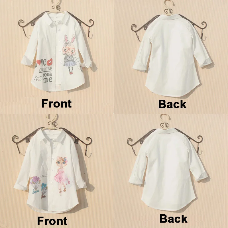Girls Kids Shirts Spring Children Clothes Cartoon Rabbit Long Sleeve Tops for 8 To 12 Years Teenage Girls
