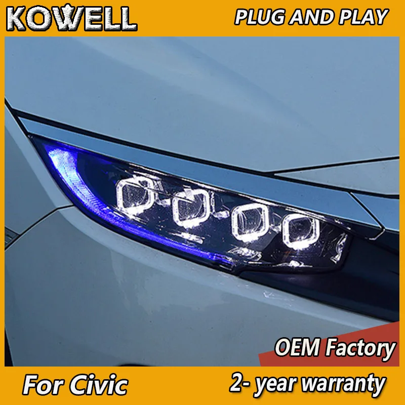 

Car Styling for Honda Civic X Headlight 2016-2021 Civic G10 LED Headlight DRL Dynamic Turn Signal High Beam Projector Lens