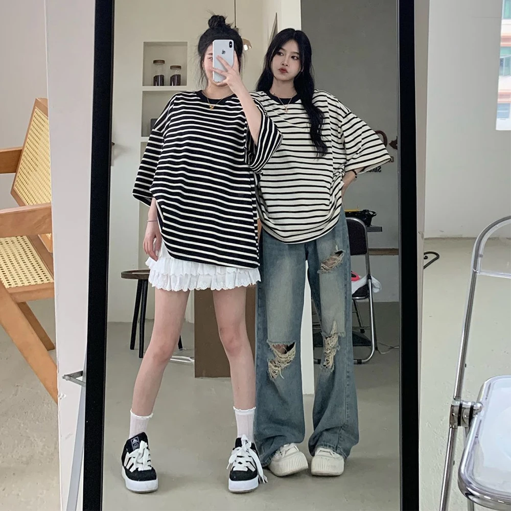 American Retro Hole-punched Jeans Women High Waist Straight-crotch Loose Slim Design High-street Vibe Wide-legged Dragging Pants 6