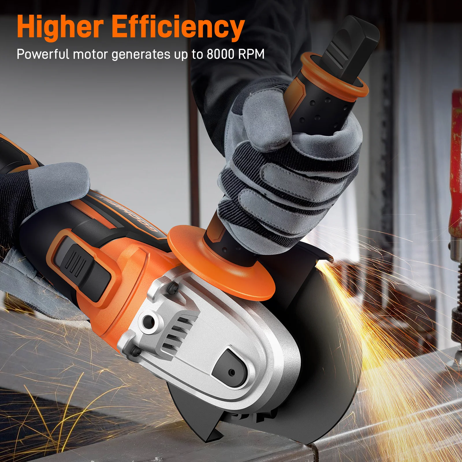 Cordless Angle Grinder Brushless Tool with 4Ah Li Ion Battery