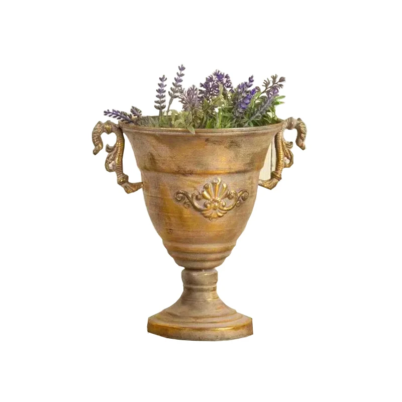 

Classic goblet flower utensils, vases, flower pots, vintage wrought iron metal ornaments