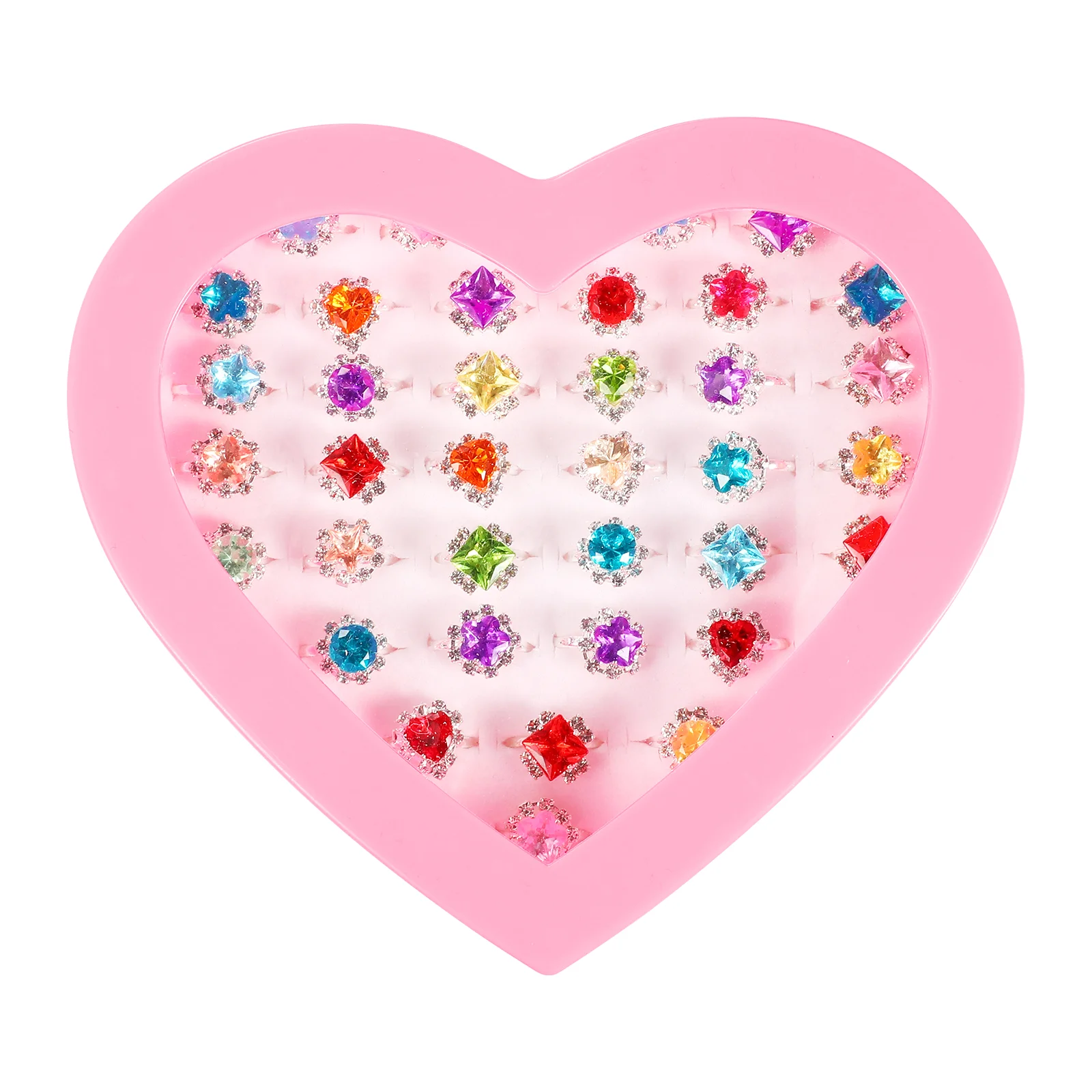 

36 Pcs Kids Ring Set Jewel Rings for Girls Adjustable Rhinestone Children Dress up