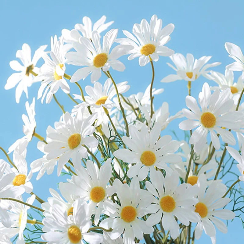 White Daisies Artificial Flowers Long Branch Bouquet Family Party Wedding Decoration DIY Bridal Silk Artificial Flower 5 Heads artificial plants artificial flowers artificial flower bouquet artificial flower artificial branches
